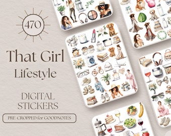 Lebensstil Digitale Aufkleber | Das Mädchen Alltag Digitales Stickerbuch für GoodNotes 470 Digitale Planner Stickers Widgets Alltag Sticker
