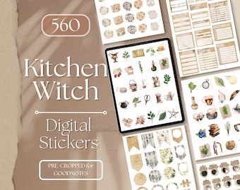 Kitchen Witchy GOODNOTES STICKERS | 560 Kitchen Witch Aesthetic GoodNotes Planner Digital Stickers Pack, Aesthetic Digital Sticker [EF040]