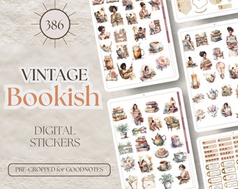 ヴィンテージ Bookish Goodnotes ステッカー 386 デジタルステッカー GoodNotes 用読書ステッカー Bookish Planner ステッカー デジタルステッカー [EF112]