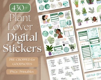 Plant Lovers Goodnotes Stickers | 450+ Pre-Cropped Individuals | Digital Sticker Book | Garden Digital Planner Stickers | Greeneries [EF042]