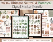 Ultimate Neutral + Botanical Digital Sticker Bundle for GoodNotes | 2300+ Neutral Aesthetic GoodNotes Planner Digital Stickers
