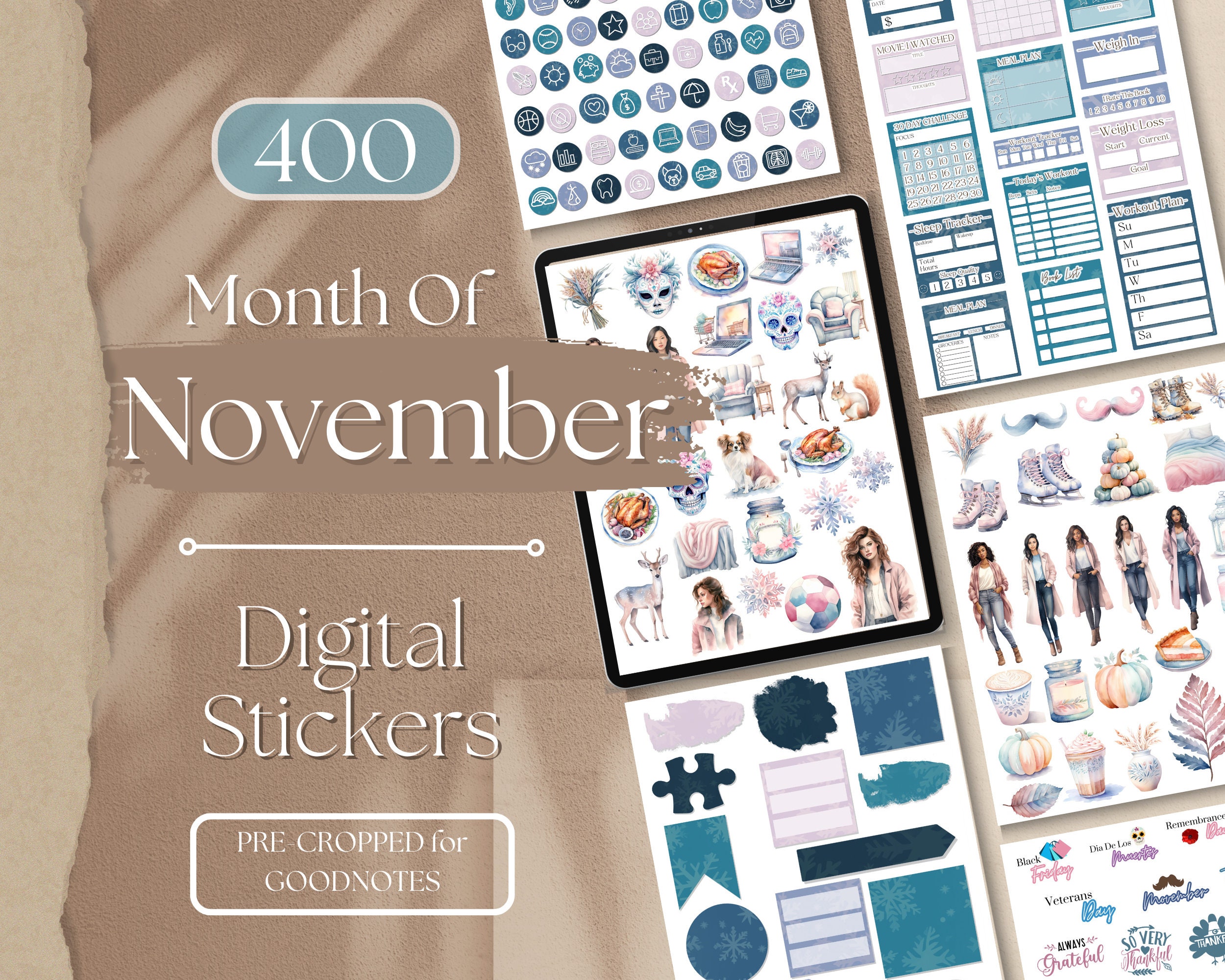 NOVEMBER Planner Stickers, November Monthly Planner Stickers, Erin Condren  November Monthly Kit, Printable Planner Stickers, MV192 