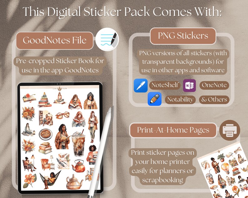 Bookish Stickers Digital | 73 Reading Stickers for Goodnotes, Bookish ...