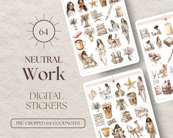 Work Stickers für GOODNOTES STICKERS | 64 Digitale Aufkleber für GoodNotes Arbeit Alltag GoodNotes Aufkleber Büroarbeit [EF097]