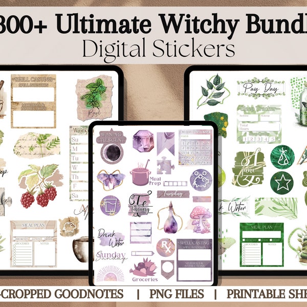 Ultimate Witchy Digital Sticker Bundle for GoodNotes | 1800+ Light Witch Aesthetic GoodNotes Planner Digital Stickers, Digital Sticker Book