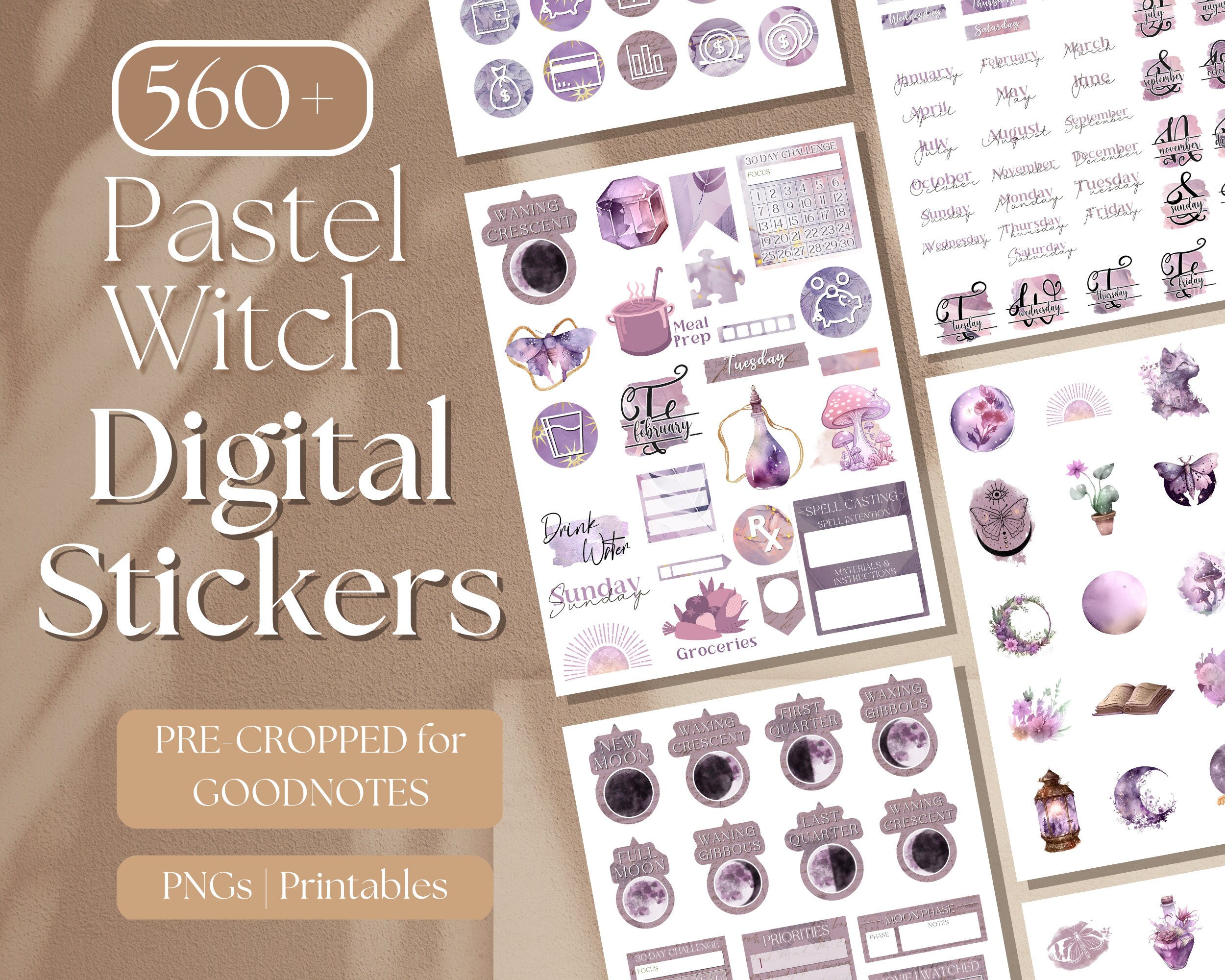 Pastel Witchy GOODNOTES STICKERS 560 Witch Aesthetic Etsy