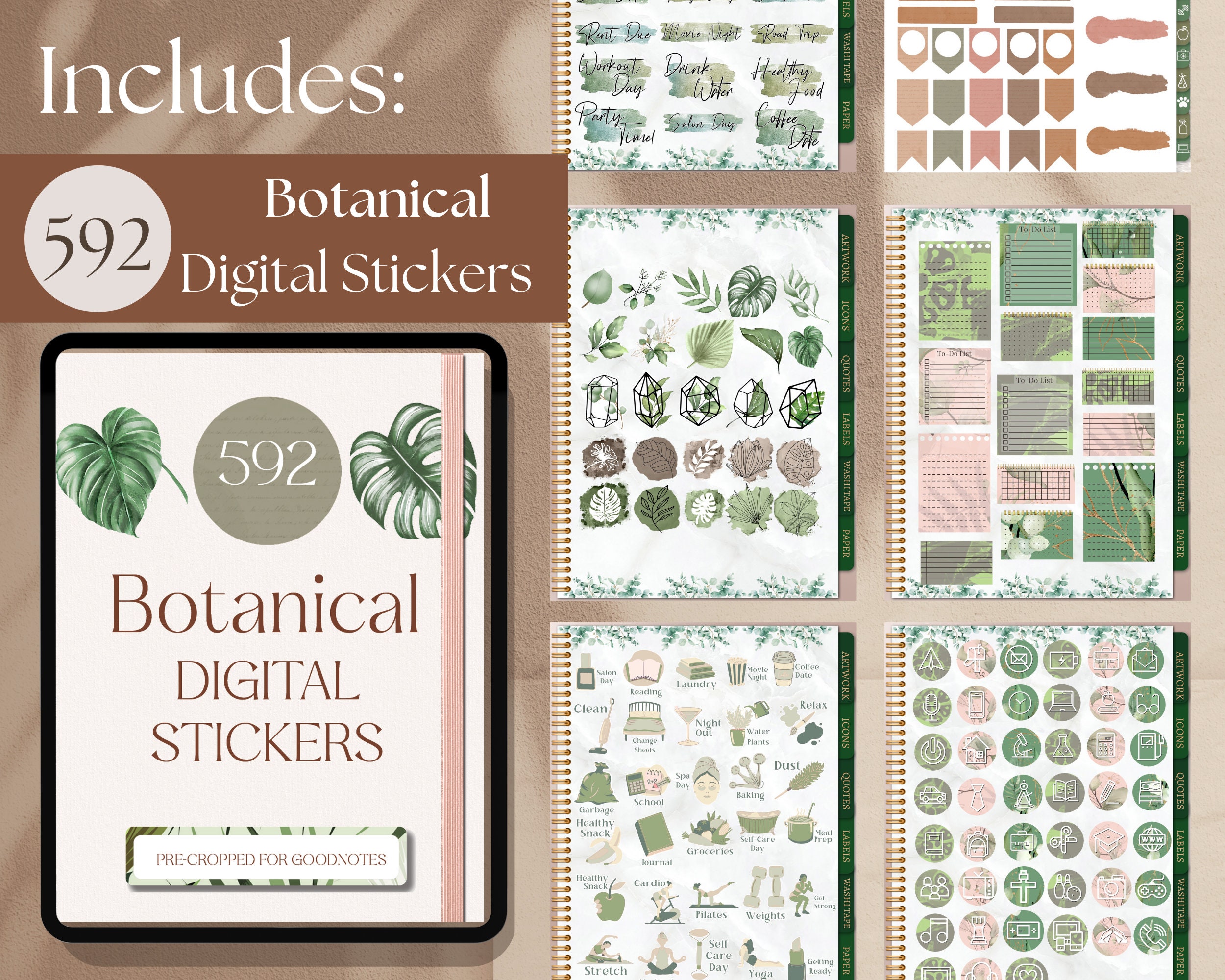 Ultimate Neutral + Botanical Digital Sticker Bundle for Goodnotes ...