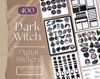 Witchy GOODNOTES STICKERS | 400 Witch Aesthetic GoodNotes Planner Digital Stickers Pack, Aesthetic Digital Sticker Book EF010