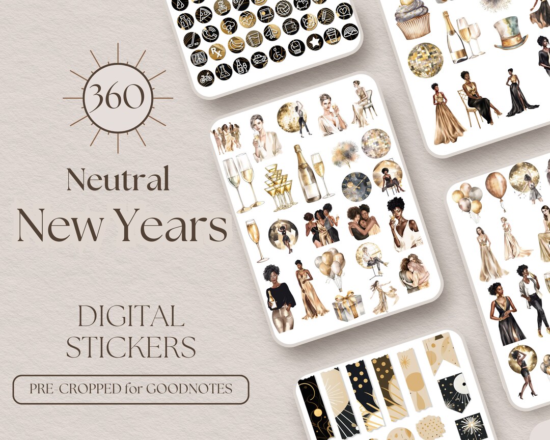 New Years Holidays Digital Stickers Goodnotes Stickers | 360 Digital ...