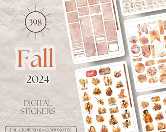 Fall Digital Stickers 2024 GOODNOTES STICKERS 398 Aesthetic Fall Autumn GoodNotes Planner Digital Books Fall Goodnotes Stickers Pack [EF122]