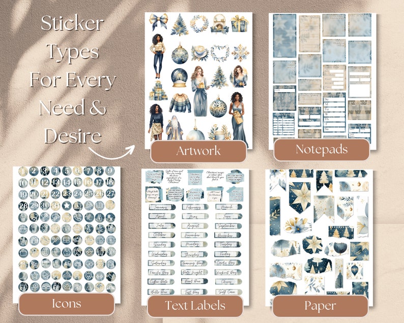 Christmas Digital Stickers Goodnotes | 390 Digital Planner Stickers ...