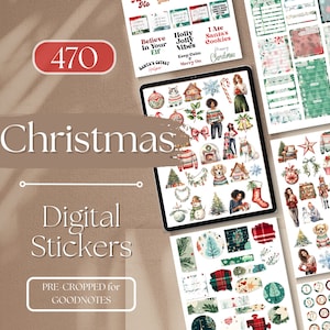 Christmas Digital Stickers GoodNotes | 470 Digital Planner Stickers, GoodNotes Planner Digital Books Stickers, Christmas Holiday [EF068]
