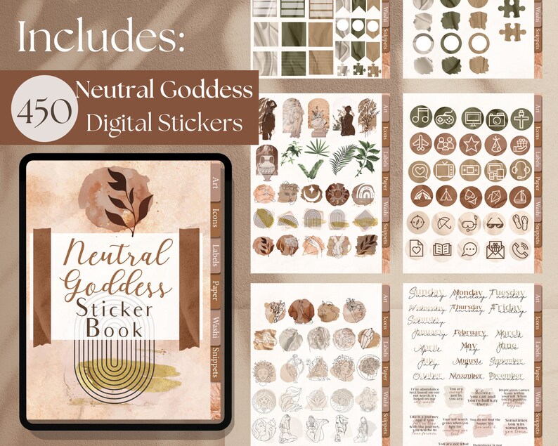 Ultimate Neutral Digital Sticker Bundle for Goodnotes | 1700+ Neutral ...