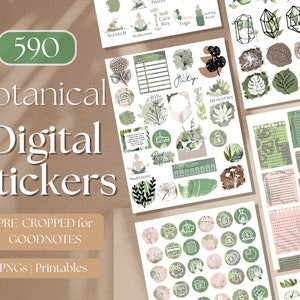 Botanical GOODNOTES STICKERS | 592 Witch Aesthetic GoodNotes Planner Digital Stickers Pack, Aesthetic Digital Sticker Book EF007