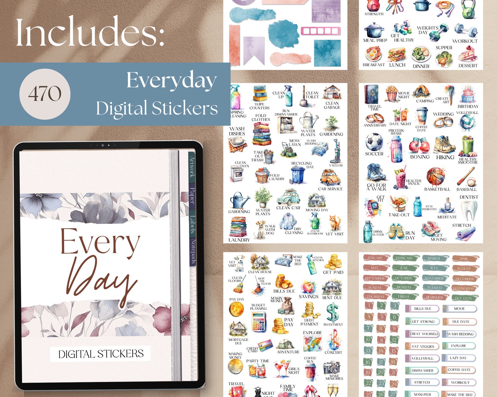 Ultimate DAILY LIFE Digital Sticker Bundle for Goodnotes | 1700 ...