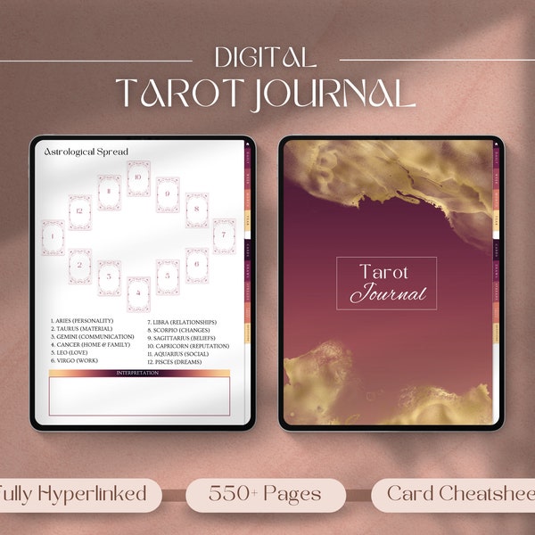 Tarot Journal | 500+ Page Digital Witchy Planner for Tarot Planner Witchy Journal with Tarot Cheat Sheets for GoodNotes Grimoire Journal