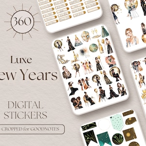 New Years Holidays Digital Stickers GoodNotes Stickers | 360 Digital Planner Stickers, GoodNotes Planner Digital Books [EF089]