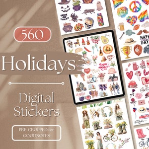 GoodNote Stickers HOLIDAY | 560 Vintage Vibes Holiday GoodNotes Planner Digital Stickers Pack, Aesthetic Digital Sticker Book