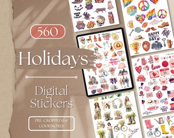 GoodNote Stickers HOLIDAY | 560 Vintage Vibes Holiday GoodNotes Planner Digital Stickers Pack, Aesthetic Digital Sticker Book [EF013]