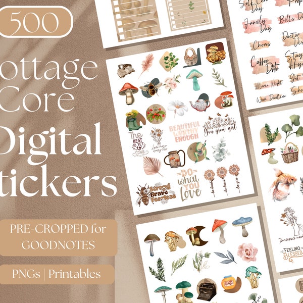 Cottagecore Digital Stickers | GOODNOTES STICKERS, 503 Cottagecore Aesthetic GoodNotes Planner Digital Sticker Pack, Aesthetic Goblincore