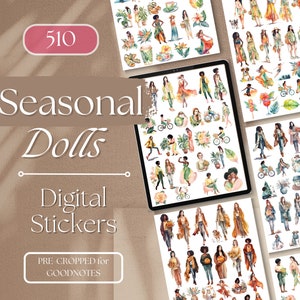 Pegatinas digitales GoodNotes MUÑECAS DE TEMPORADA Pegatinas digitales GoodNotes Pegatinas 510 Pegatinas del planificador digital GoodNotes Planner [EF080]