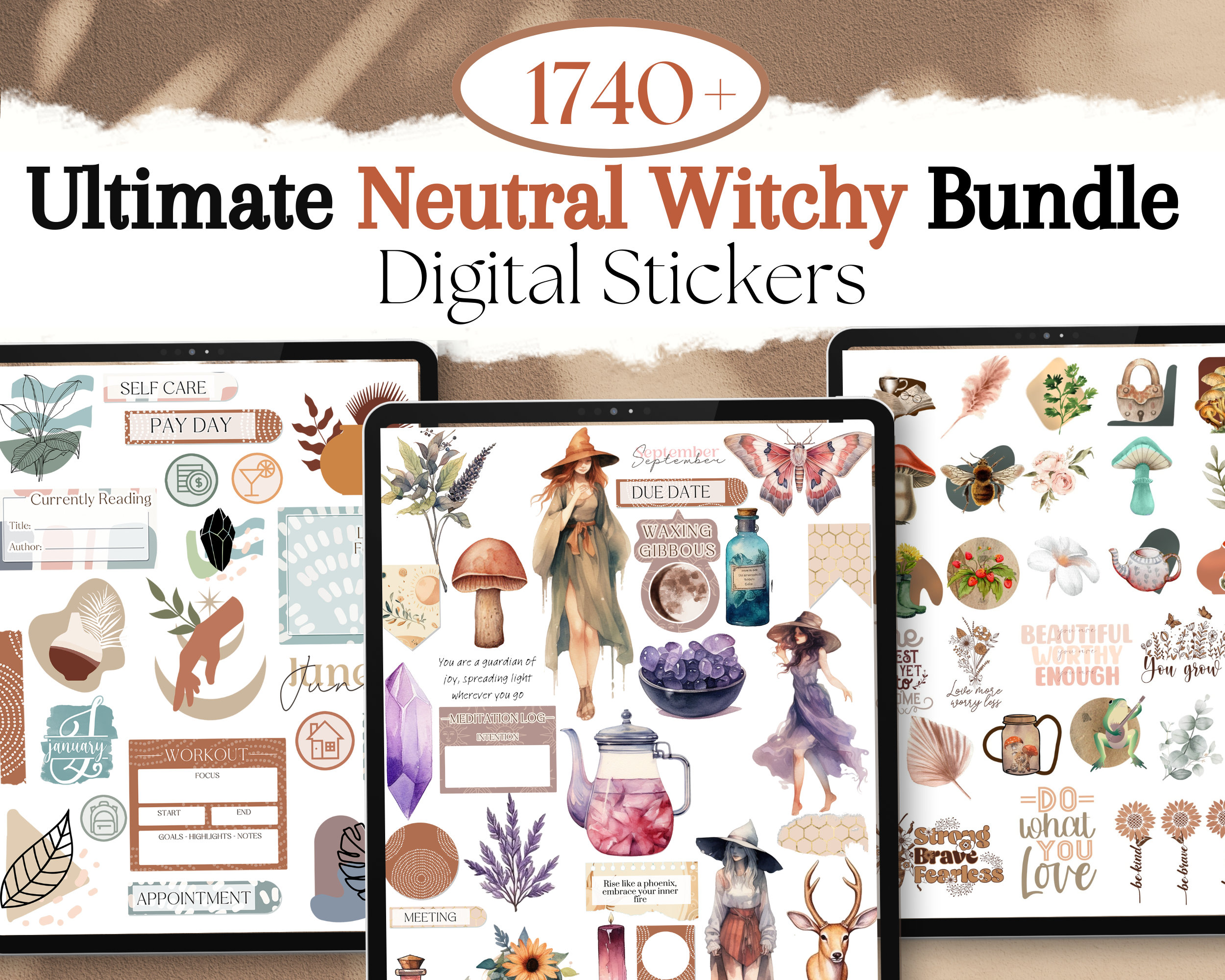 Ultimate Neutral Witchy Digital Sticker Bundle for Goodnotes | 1740 ...