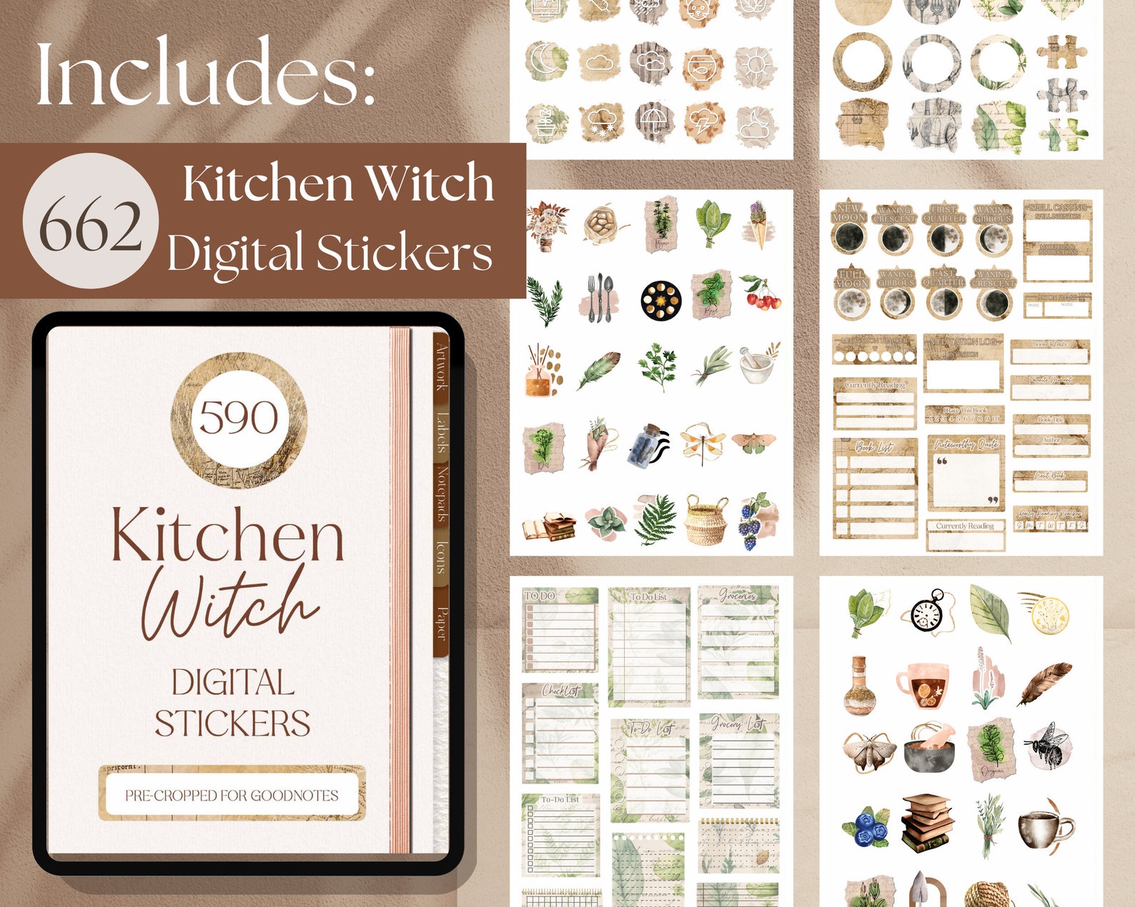 Ultimate Neutral Witchy Digital Sticker Bundle for Goodnotes | 1740 ...