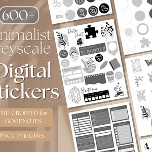 Minimalist Greyscale GOODNOTES STICKERS | 600 Neutral Aesthetic GoodNotes Planner Digital Stickers Pack, Aesthetic Digital [EF041]