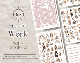 Neutral WORK Digital Stickers for Goodnotes or Noteshelf 368 Aesthetic GoodNotes Work Stickers Office Noteshelf Stickers for Digital Planner