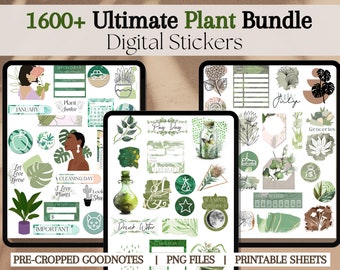 Ultimate PLANT Digital Sticker Bundle for GoodNotes | 1600+ Greeneries Aesthetic GoodNotes Planner Digital Stickers, Digital Sticker Book