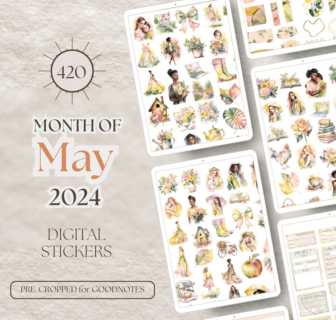 May Digital Stickers for Goodnotes Sticker May 2024 Digital Planner ...