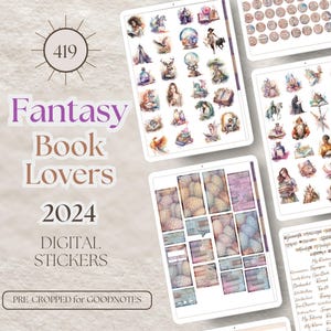 Fantasy Book Lovers Digital Stickers Bookish Reading Sticker for GoodNotes Bookish Planner Stickers Digital Stickers 400+ Goodnotes [EF120]