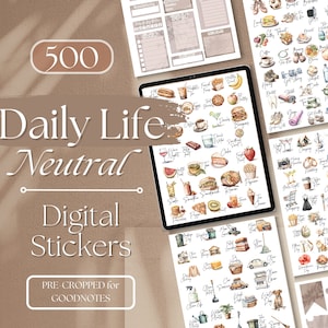 Digitale Aufkleber ALLTAG GoodNotes Stickers | 500 Digitale Planer Aufkleber, GoodNotes Planner Digitale Bücher Aufkleber, Ästhetik [EF066]