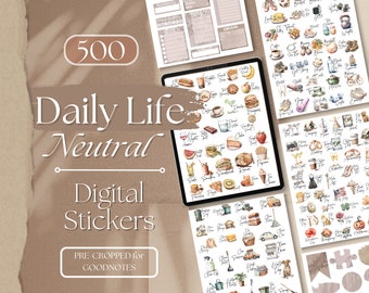 Digital Stickers EVERYDAY GoodNotes Stickers | 500 Digital Planner Stickers, GoodNotes Planner Digital Books Stickers, Aesthetic [EF066]