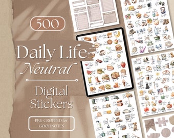 Digital Stickers EVERYDAY GoodNotes Stickers | 500 Digital Planner Stickers, GoodNotes Planner Digital Books Stickers, Aesthetic Sticker