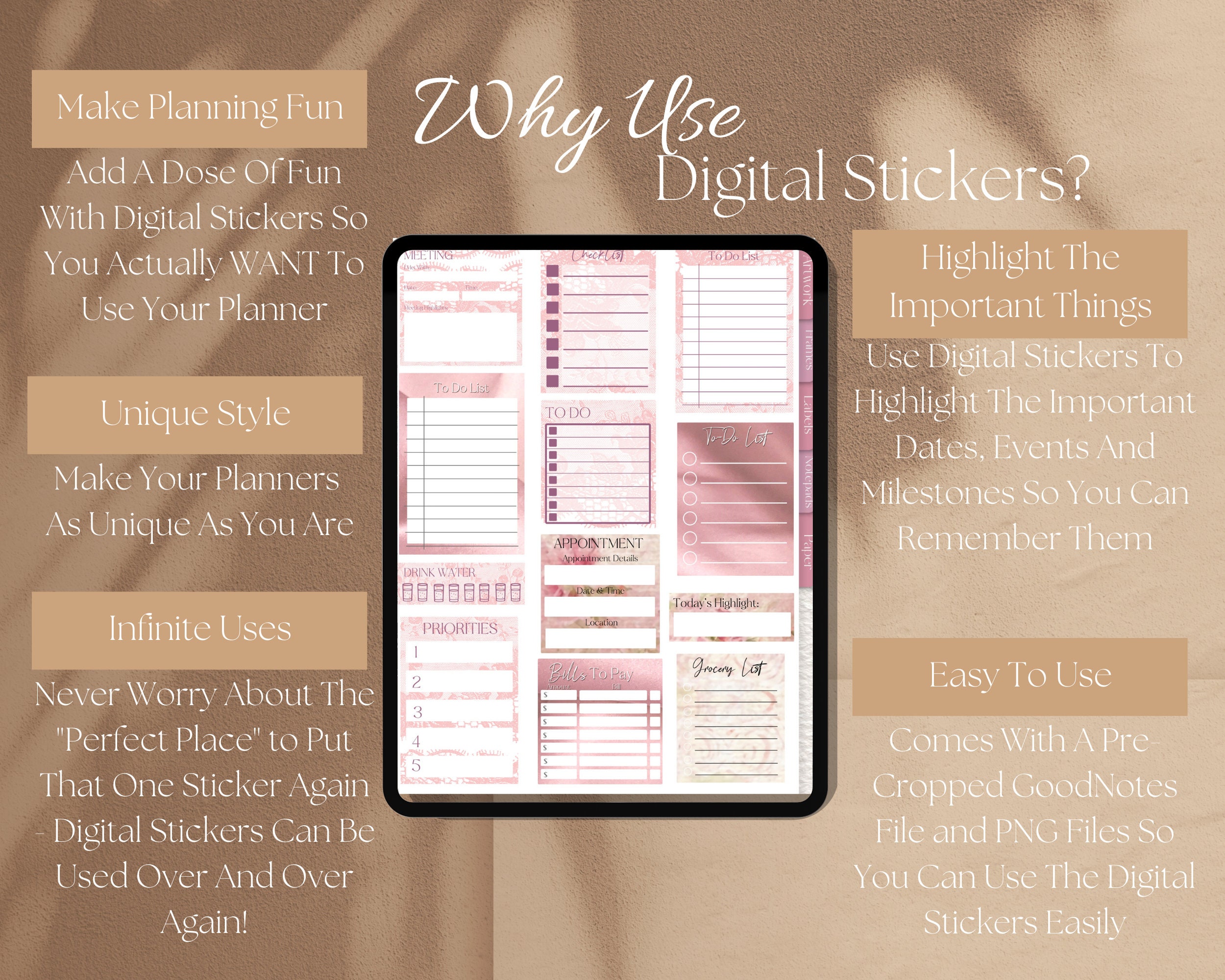 Coquette Aesthetic GOODNOTES STICKERS 300 Neutral Aesthetic