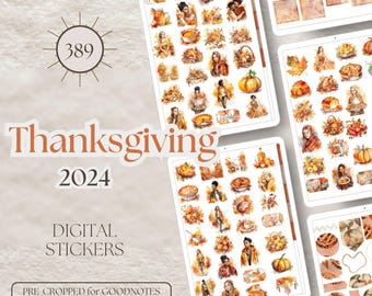 Thanksgiving Digital Stickers 2024 GOODNOTES STICKERS 389 Thanksgiving Turkey Day Celebration GoodNotes Planner Digital Books [EF121]