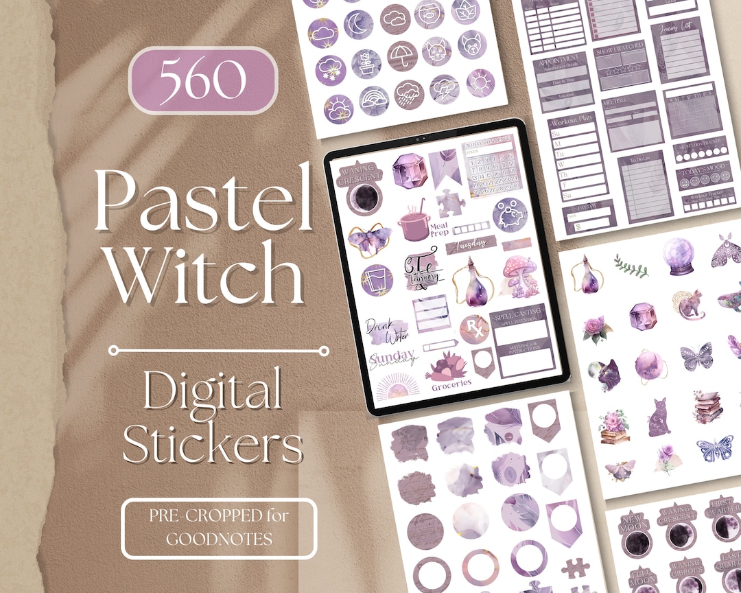 Pastel Witchy GOODNOTES STICKERS 560 Witch Aesthetic Goodnotes Planner