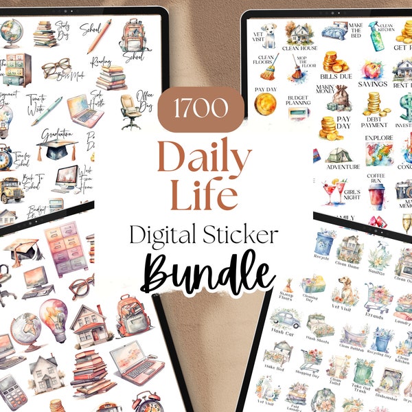 Ultimatives DAILY LIFE Digital Sticker Bundle für GoodNotes | 1700 Everyday GoodNotes Planner Digitale Aufkleber, Digitale Aufkleber Everyday