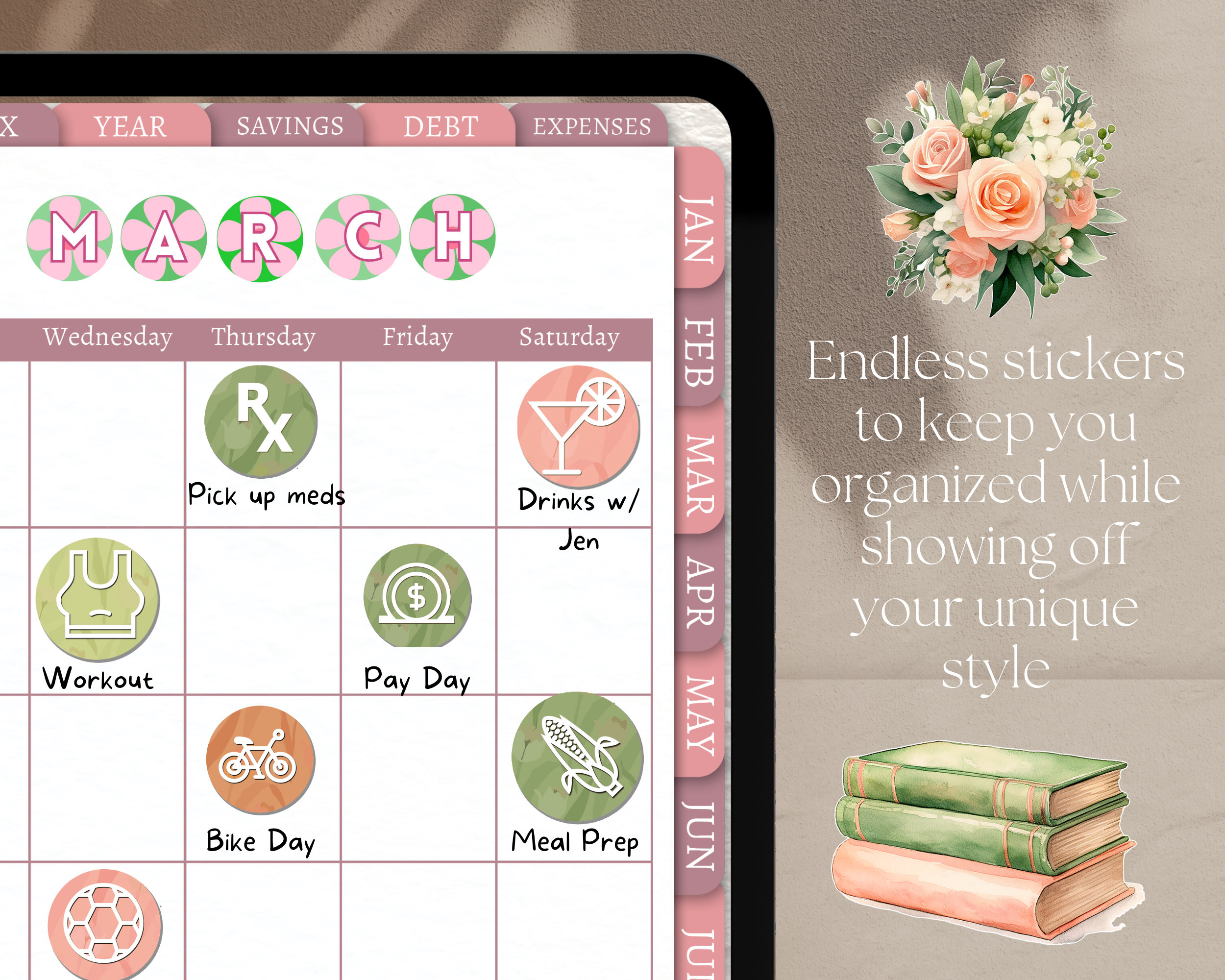 March Floral Stickers