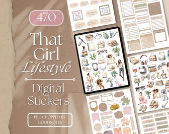 Lifestyle Digital Stickers | That Girl Daily Life Digital Sticker Book for GoodNotes, 470 Digital Planner Stickers Widgets, Everyday Sticker