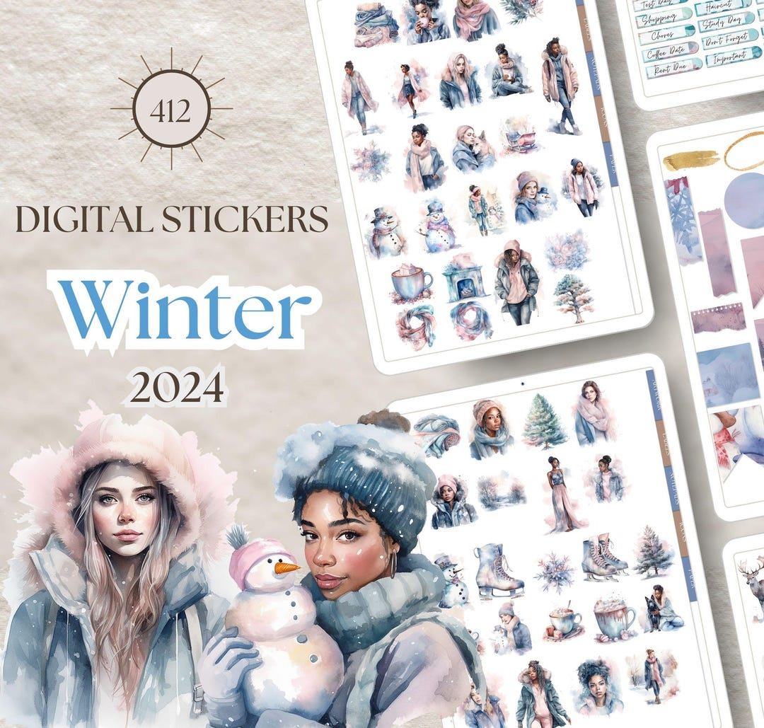 Winter Digital Stickers 2024 GOODNOTES STICKERS 412 Aesthetic Winter ...