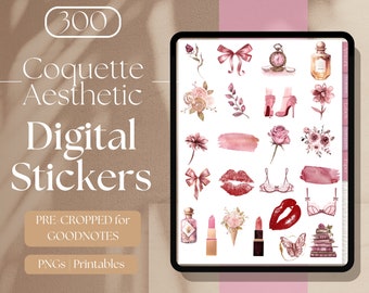 Coquette Aesthetic GOODNOTES STICKERS 300 Neutral Aesthetic GoodNotes Planner Digital Books Sticker Aesthetic Digital Sticker Book [EF018]