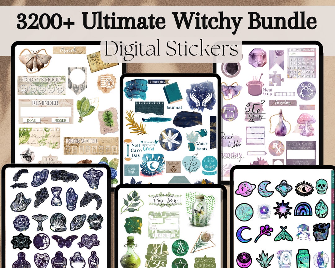Ultimate Witchy Digital Sticker Bundle for Goodnotes 3200 Witch