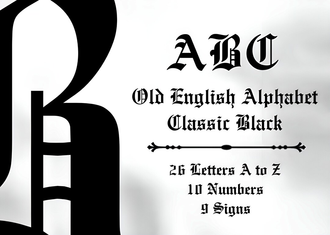 Old English Alphabet Buchstaben Zahlen Zeichen 45 Pngs Etsy