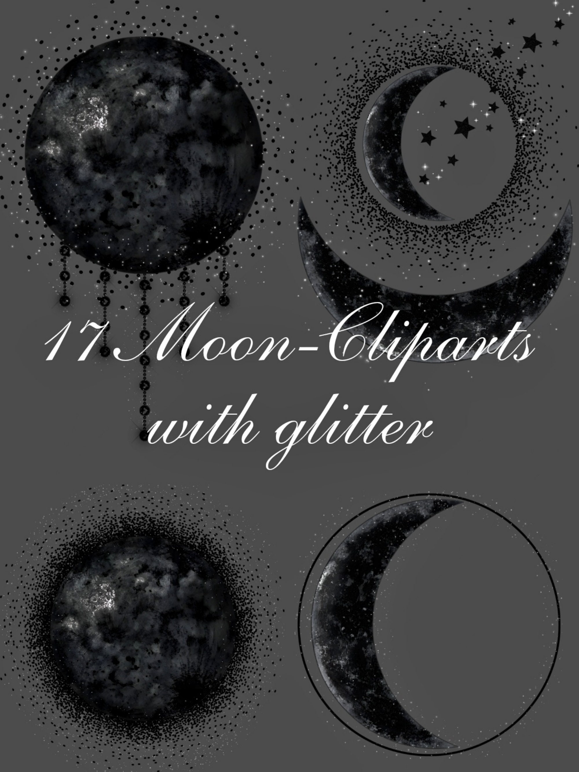 Mystische Mond Cliparts 36 Dateien Transparente 300 Dpi Etsy