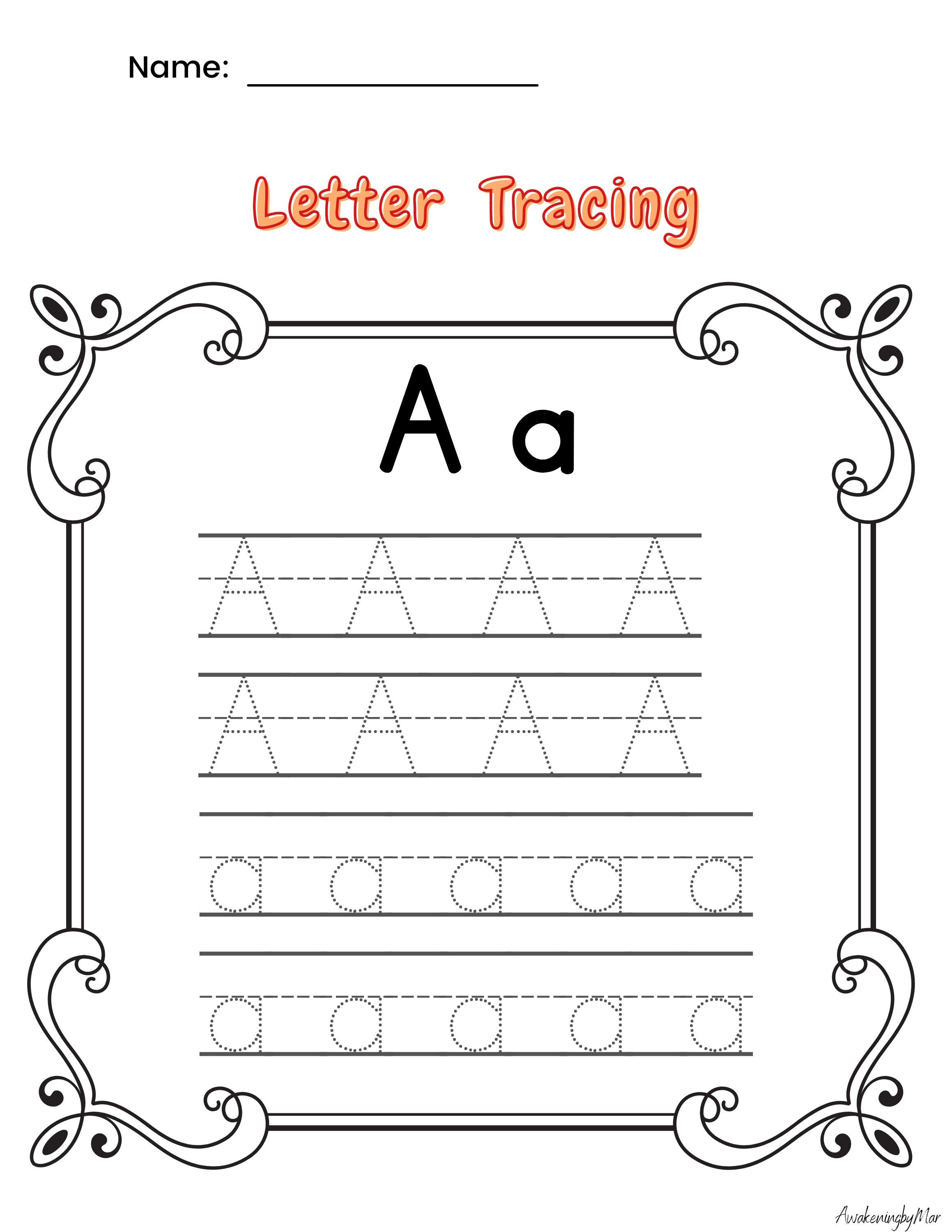 PRINTABLE Vowel Tracing Download Digital Tracing Vowel Digital Printable Tracing Digital Vowel