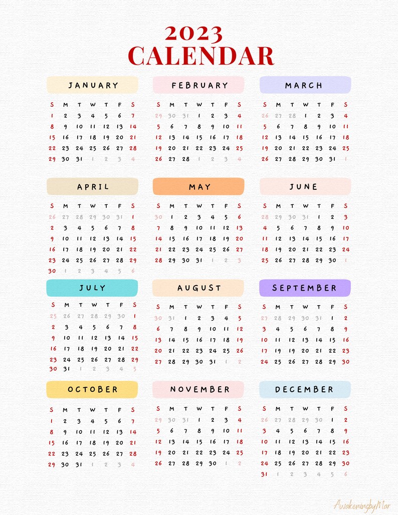 2023 DIGITAL CALENDAR & Note Sheet Minimalistic Digital Etsy Ireland