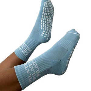 PILATES PILATES PILATES Blue Grip Socks - Grippy Socks for Reformer Pilates / Barre / Yoga