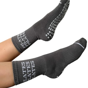 PILATES PILATES PILATES Grey Grip Socks - Grippy Socks for Reformer Pilates / Barre / Yoga